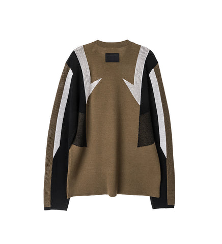 SPORT CREWNECK SWEATER BLACK/IVORY/COGNAC