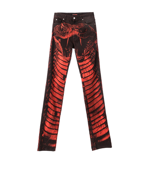 STACKED STRAIGHT LEG JEANS PYTHON RED/BLACK