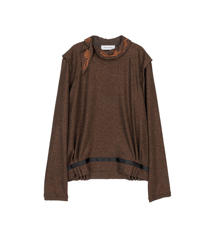 WRAPPED COLLAR JERSEY SPARKLE BROWN