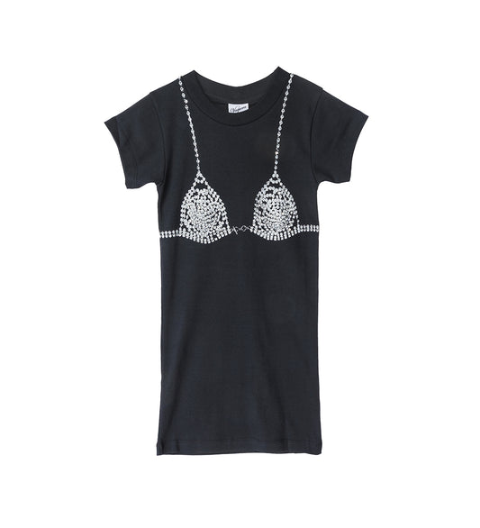 DIAMANTE BRA T-SHIRT BLACK