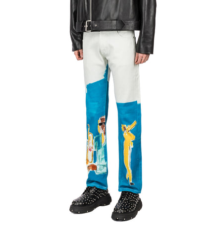 HONEY FUCKING DIJON BASQUIAT DENIM PANTS BLUE