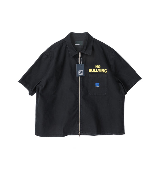 NO BULLYING SS ZIP SHIRT BLACK