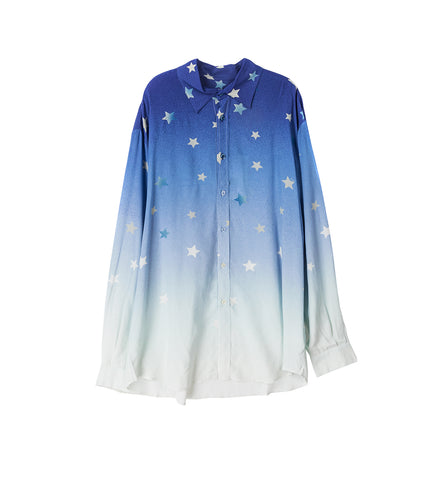 PRINTED CREPE LONG SLEEVE STARRY
