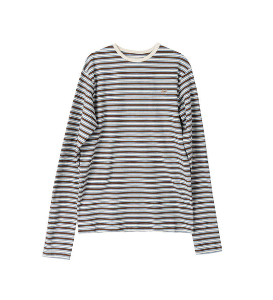 STRIPED LONG SLEEVE T-SHIRT BROWN