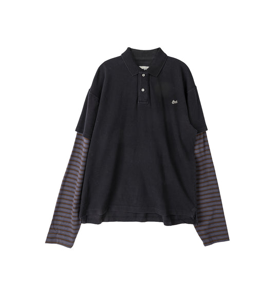 DOUBLE SLEEVE POLO T-SHIRT BLACK