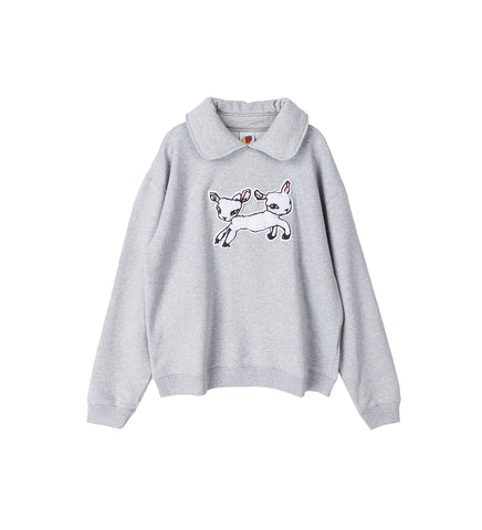 PADDED COLLAR CREWNECK GREY