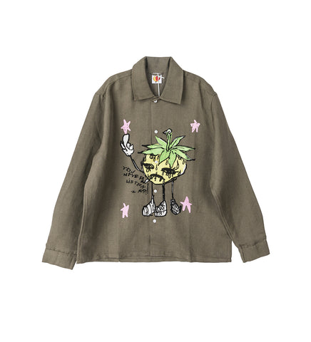 SMOKE STRAWBABIES EMBROIDERED SHIRT OLIVE