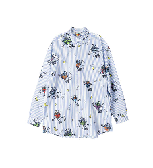 STRAWBERRY BUTTON DOWN SHIRT BLUE