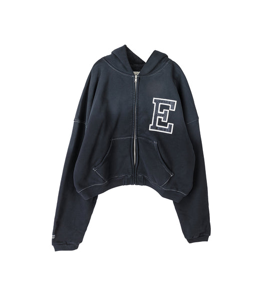VARSITY OVERSIZED ZIP-UP BLACK