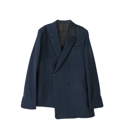 TWILL ASYMMETRICAL BLAZER NAVY