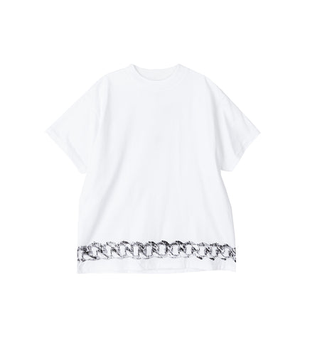 CHAIN BELT PRINT SHORTSLLEVE T-SHIRT WHITE