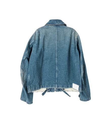 WASHED DENIM JACKET ZIPPED BLUE