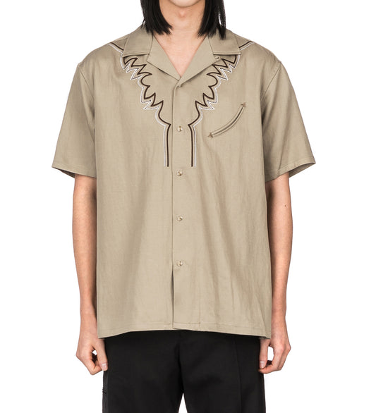 EMBROIDERY WESTERN S/S SHIRT BEIGE