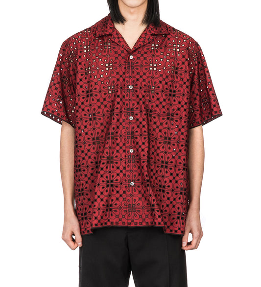 LACE S/S SHIRT DARK RED