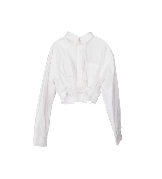 CROPPED PLEATED FORMAL SHIRT WHITE