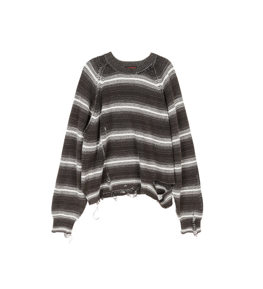 BLEACHED STRIPED SWEATER STONE GREY
