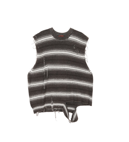 BLEACHED STRIPED SWEATER VEST STONE GREY