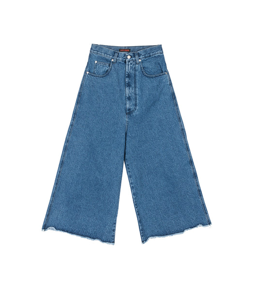 WIDE CROPPED JEANS MID BLUE