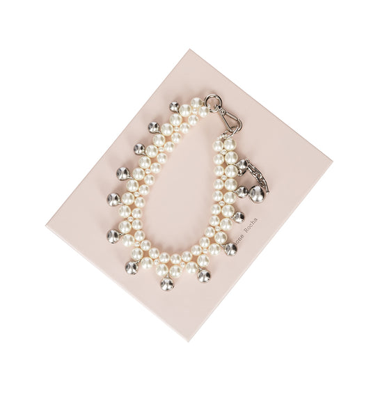 DOUBLE BELL CHARM AND PEARL NECKLACE PEARL