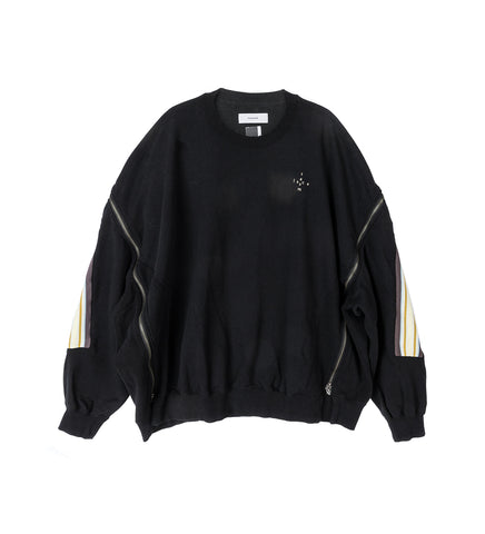 ZIPPER RIB SWEAT BLACK