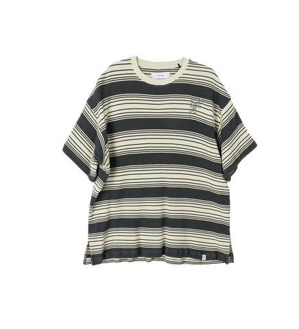 WAFFLE KNIT TEE CHARCOAL/MINT