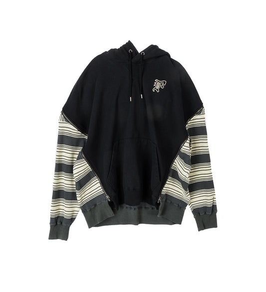 WAFFLE KNIT ZIP HOODIE BLACK