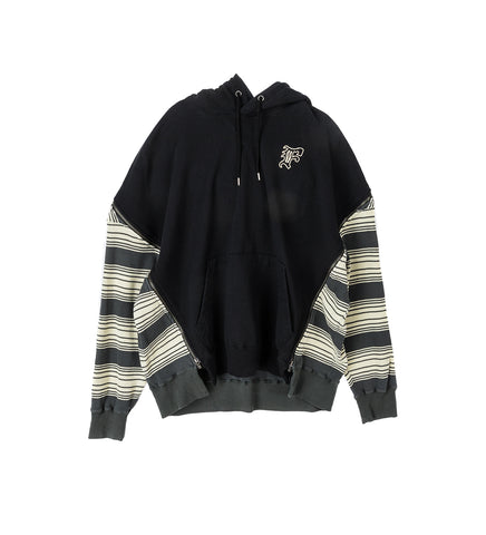 WAFFLE KNIT ZIP HOODIE BLACK