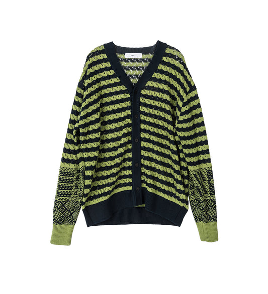 JACQUARD KNIT CARDIGAN NAVY