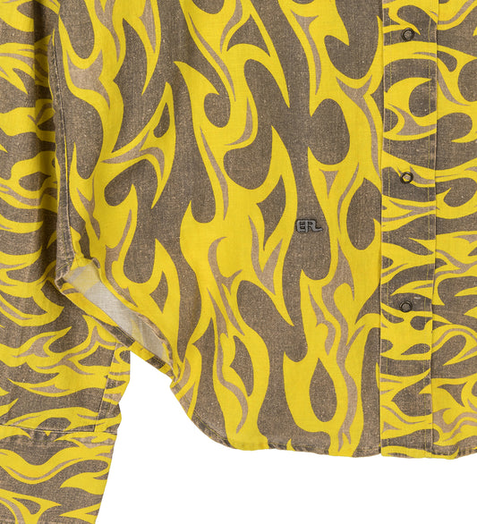 PRINTED BUTTON UP SHIRT YELLOW FLAME