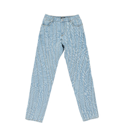 STAR LASER PRINTED TROUSERS LIGHT BLUE