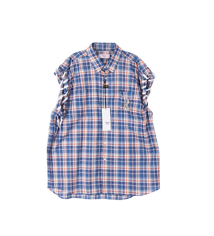 LACED SLEEVE OVERSHIRT BLUE/RED