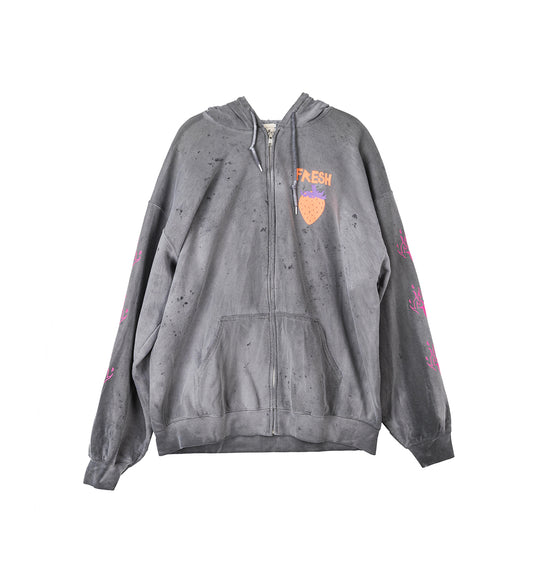 FRESH ZIP HOODIE LS CHARCOAL