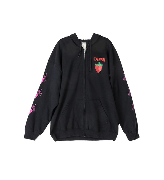 FRESH ZIP HOODIE LS BLACK