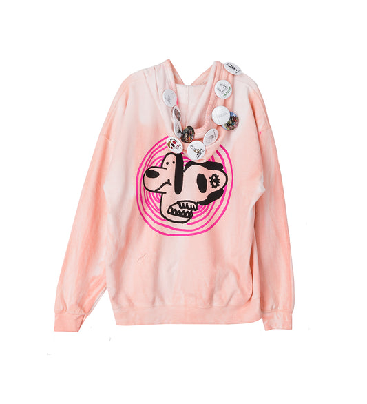 SPIRAL SNOPPY ZIP HOODIE LS CORAL