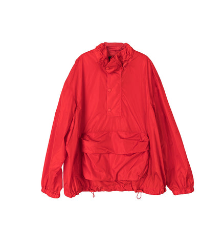 CARGO FLAP POCKET DETAIL CAGOULE W/DAISY EMB RED