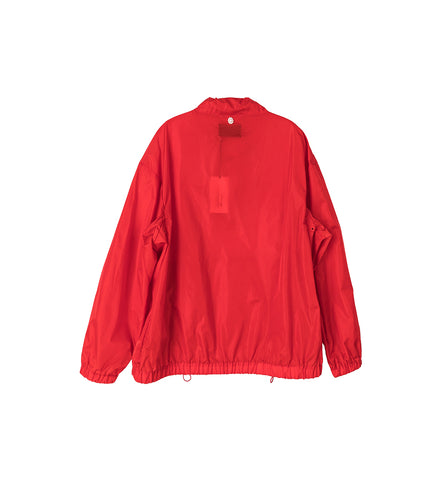 CARGO FLAP POCKET DETAIL CAGOULE W/DAISY EMB RED