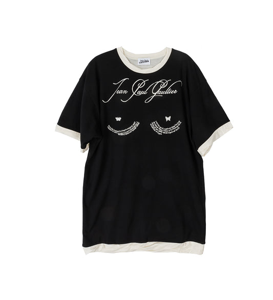 TATTOO ASYMETRIC TEE BLACK/ECRU