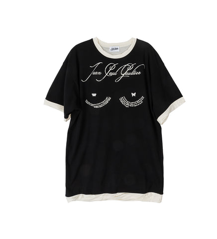TATTOO ASYMETRIC TEE BLACK/ECRU