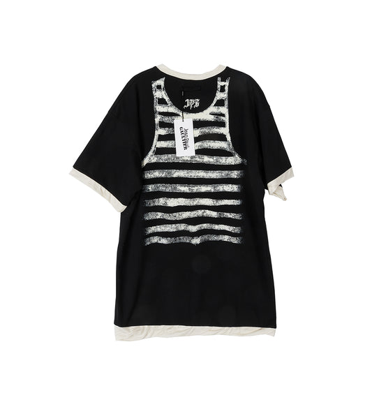 TATTOO ASYMETRIC TEE BLACK/ECRU