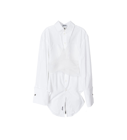DRAPED SHIRT WITH ZIP ON BACK WHITE