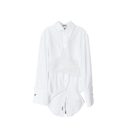 DRAPED SHIRT WITH ZIP ON BACK WHITE