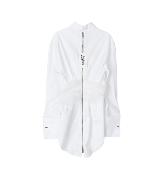 DRAPED SHIRT WITH ZIP ON BACK WHITE