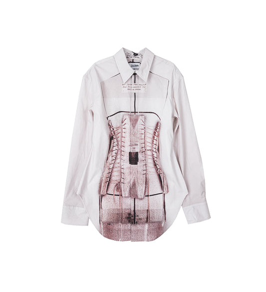 TROMPE L'OEIL CORSET LS SHIRT DUSTY PINK/BLACK