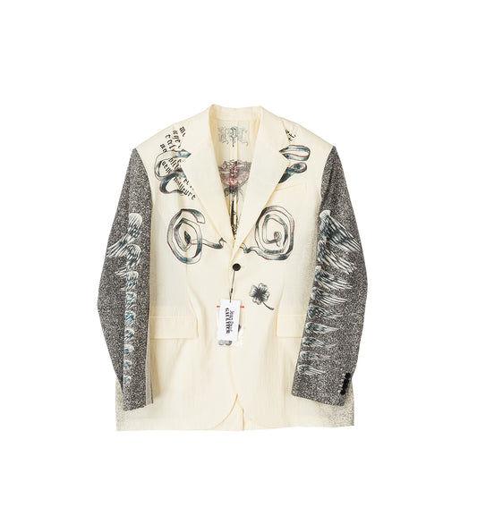 TATTOO PRINTED TAILORED JACKET BLACK/WHITE