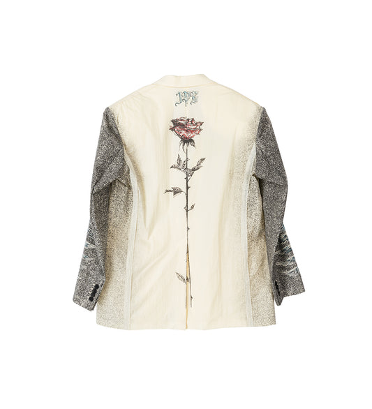 TATTOO PRINTED TAILORED JACKET BLACK/WHITE