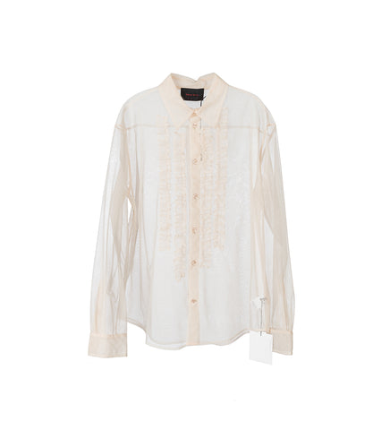 SHEER RUFFLE BIB PROM SHIRT NUDE