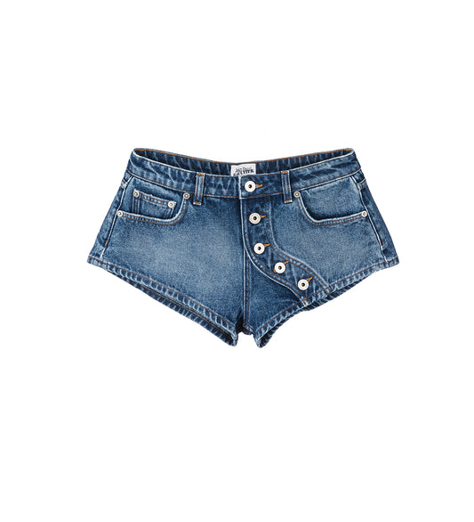 DENIM SHORT WITH BUTTONS DETAILS VINTAGE BLUE