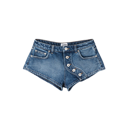 DENIM SHORT WITH BUTTONS DETAILS VINTAGE BLUE