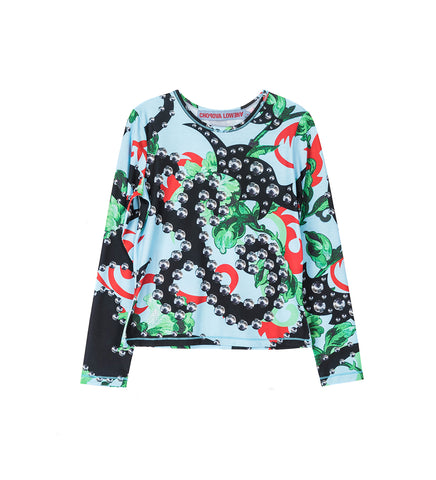 SPANGLE TANGLE FITTED JERSEY TOP MULTI