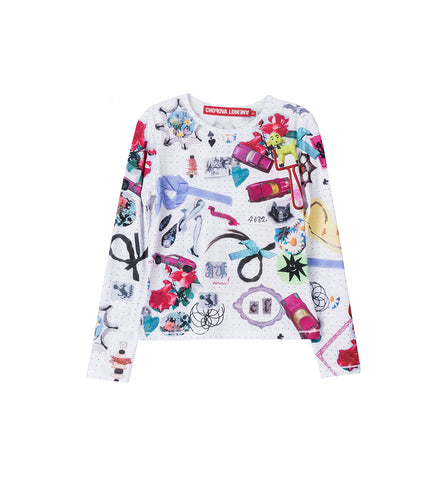 WHAT'S IN MY BAG FITTED JERSEY TOP MULTI
